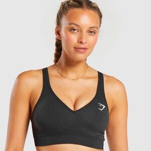 Gymshark: Vital Seamless 2.0 V Neck Sports Bra (black marl)